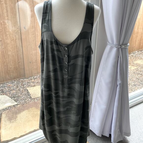Splendid Green Camo Tank Dress Size L - Picture 1 of 9
